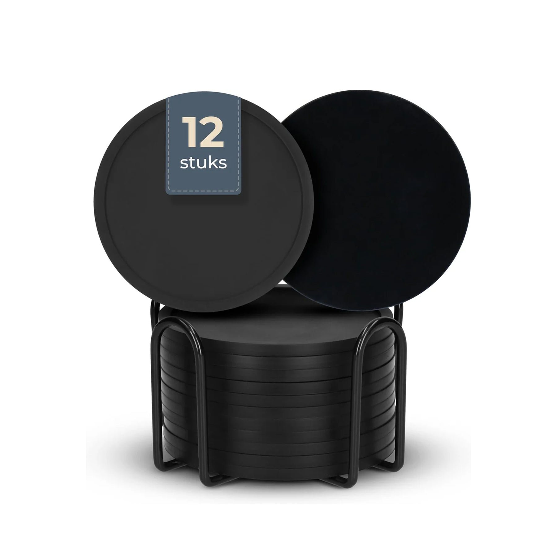 Castagnola design siliconen onderzetters in het zwart, 12 stuks