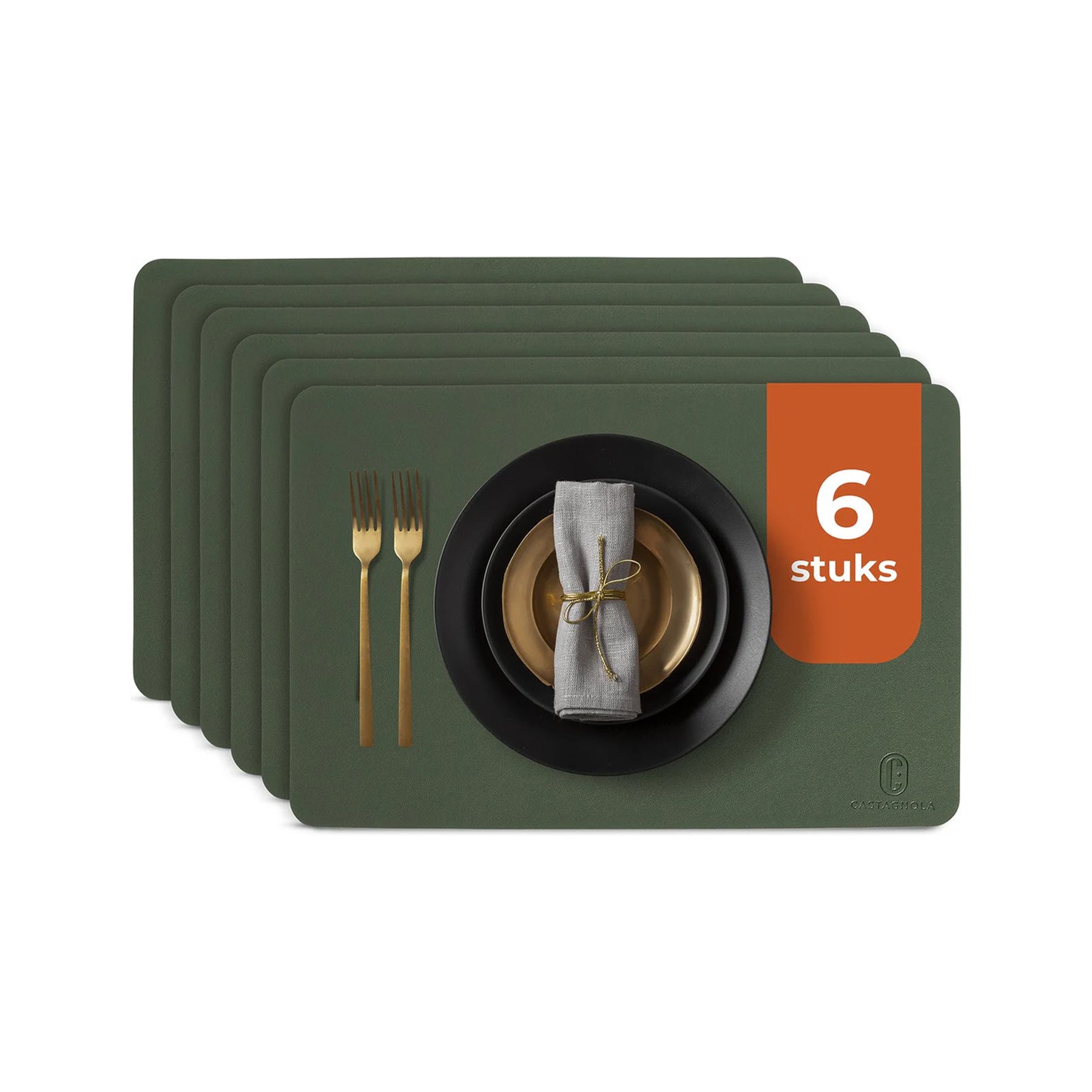 Castagnola kunstleren placemat in het groen