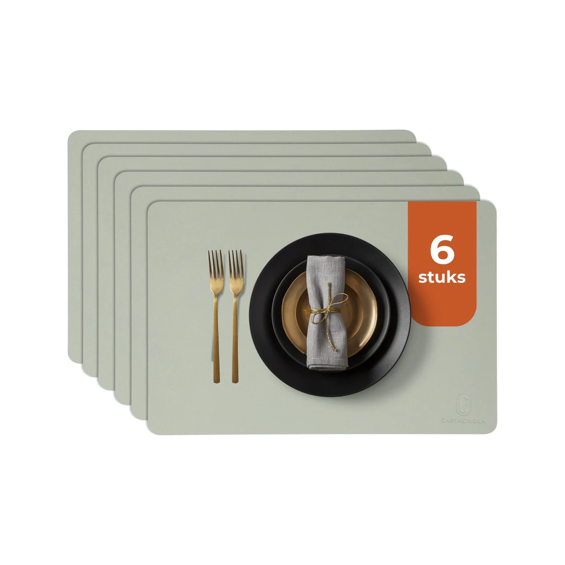 Castagnola kunstleren placemat in het lichtgroen