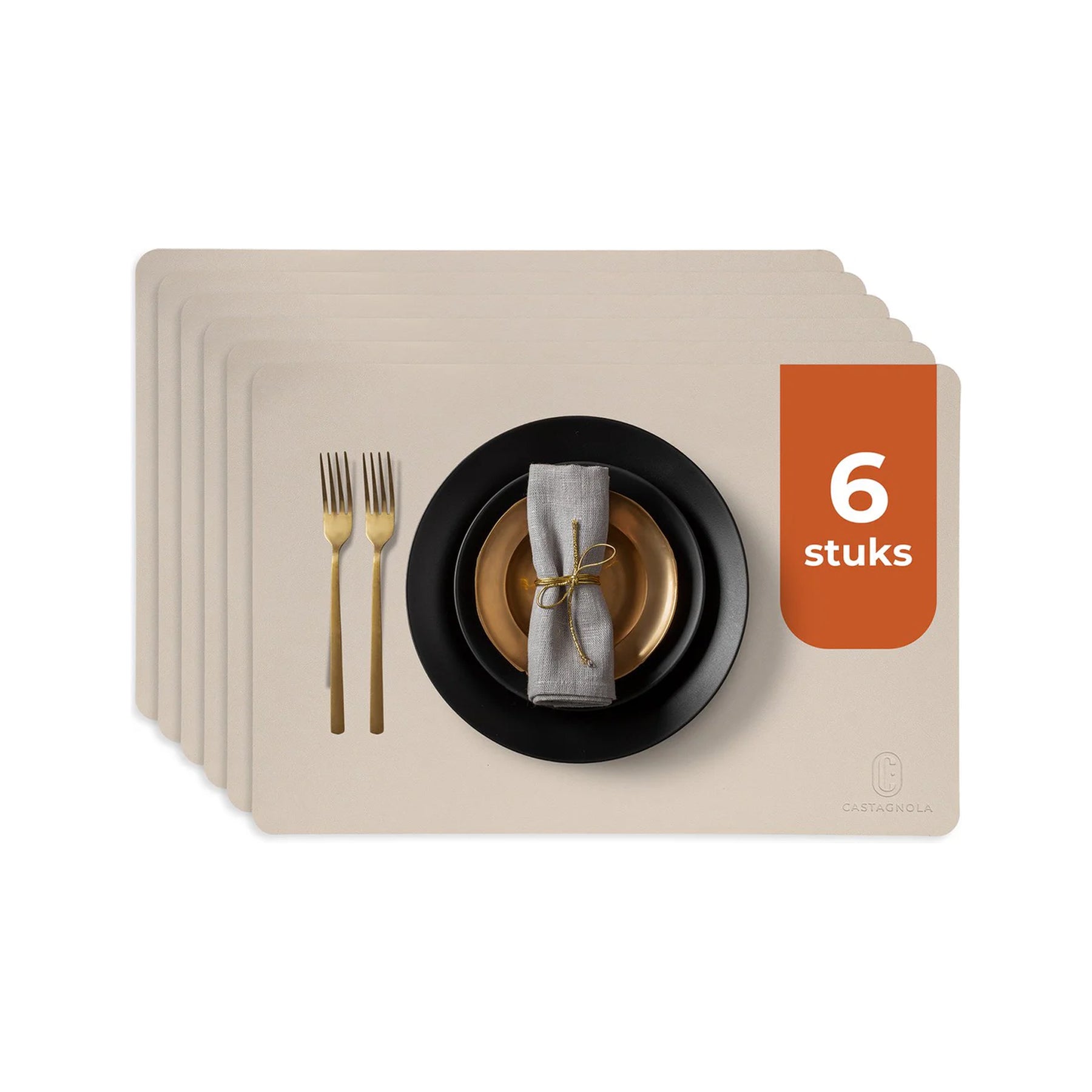 Castagnola kunstleren placemat in het offwhite