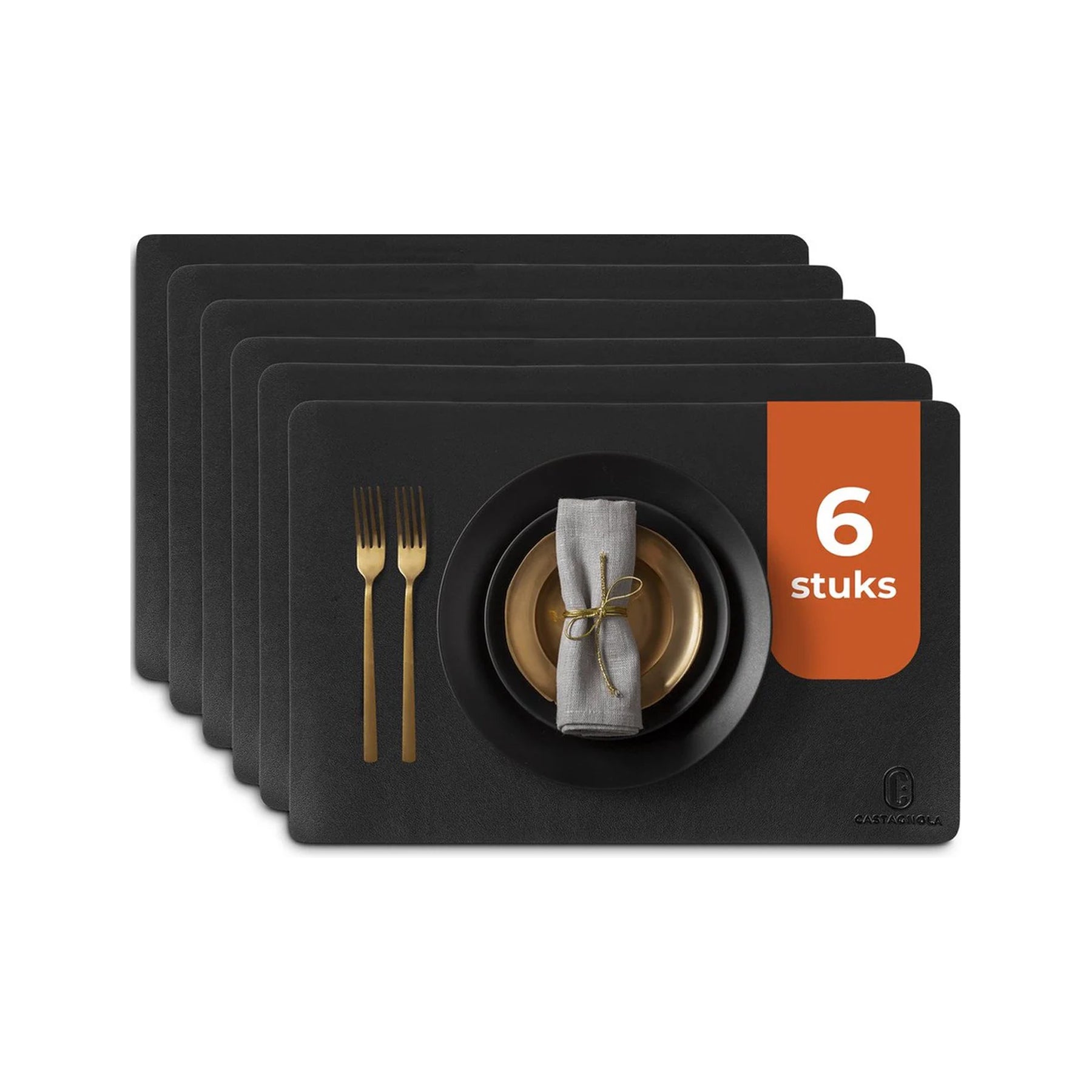 Castagnola kunstleren placemat in het zwart