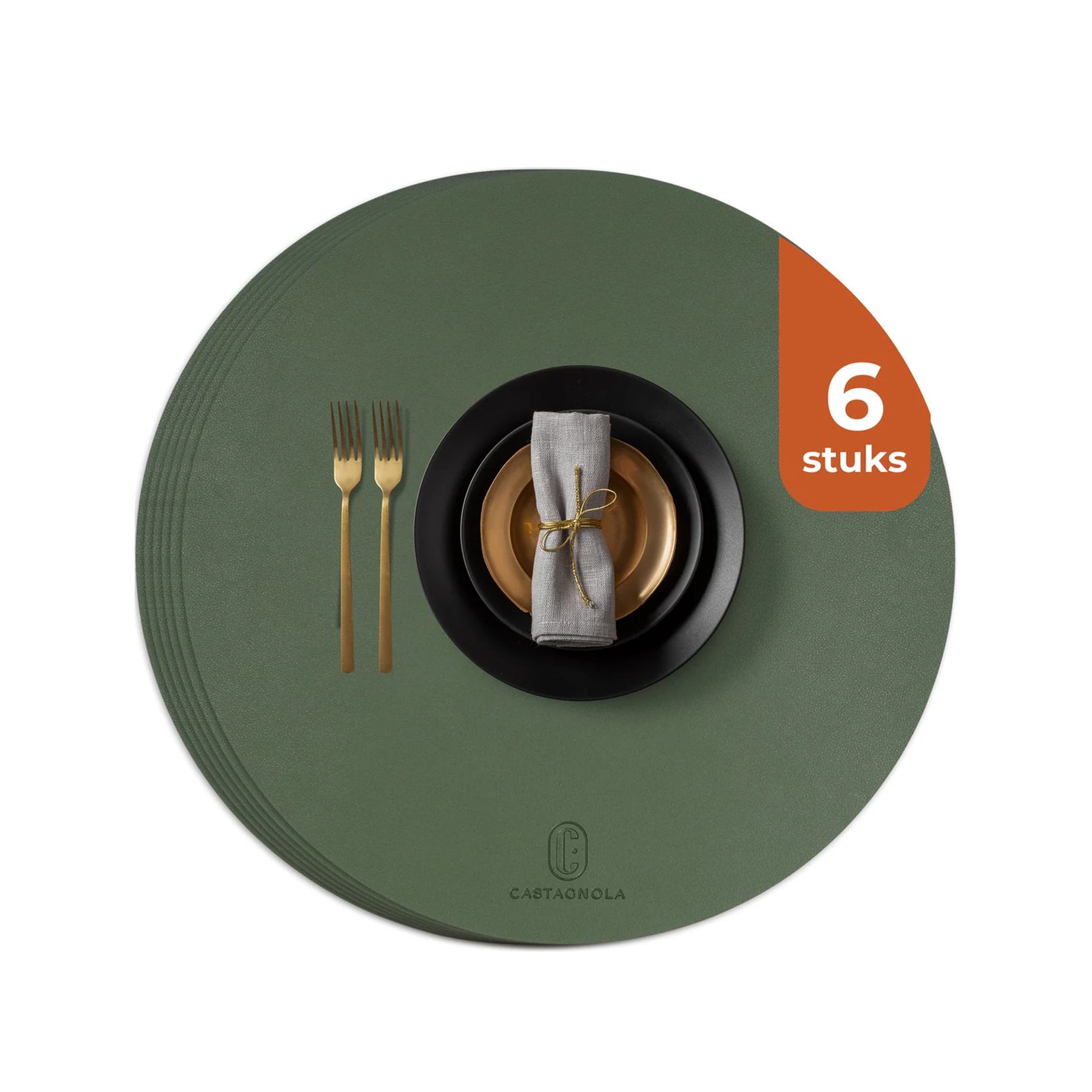 Castagnola kunstleren placemat rond in het groen