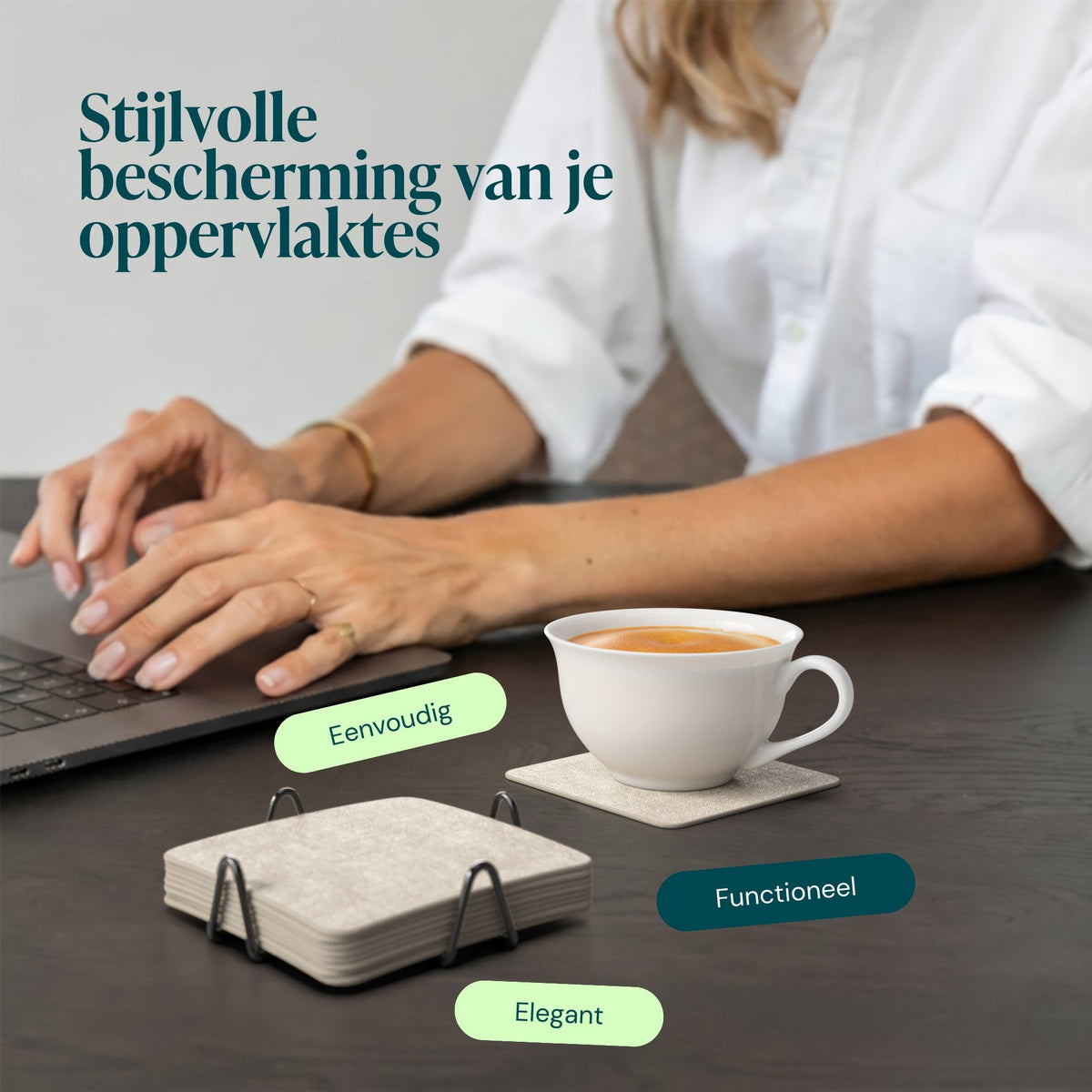 Gemêleerd beige – Castagnola onderzetters vierkant