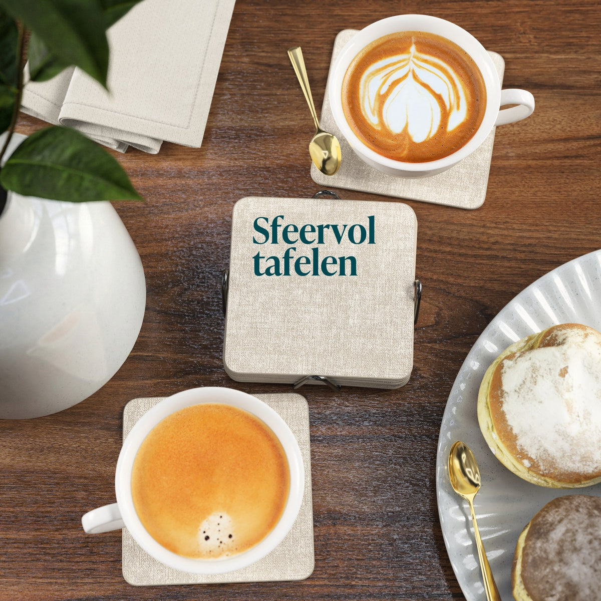 Gemêleerd beige – Castagnola onderzetters vierkant