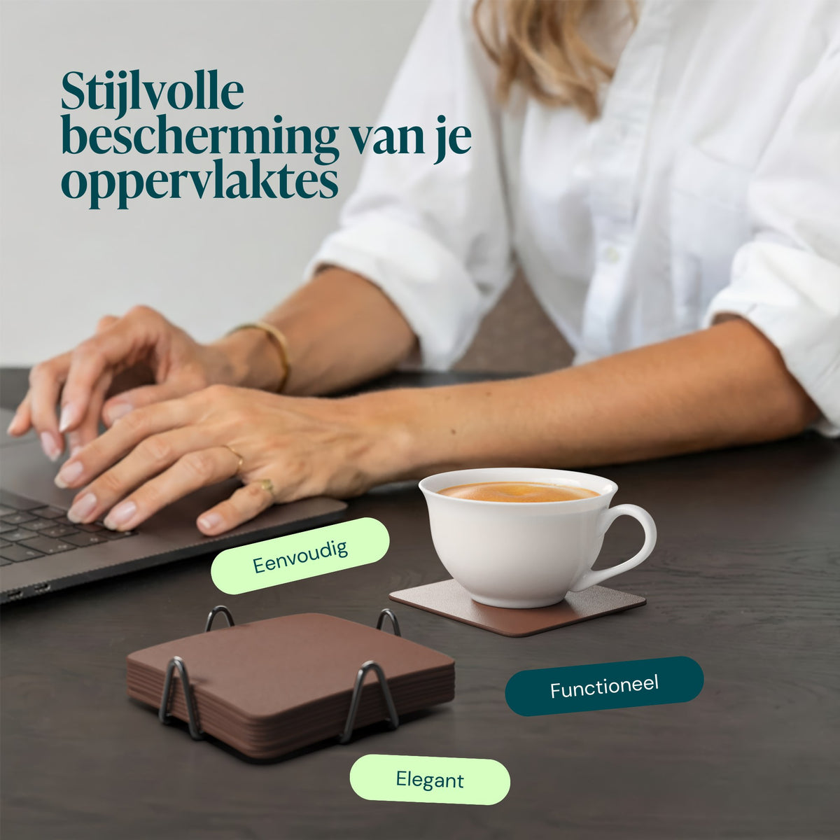 Effen bruin – Castagnola onderzetters vierkant