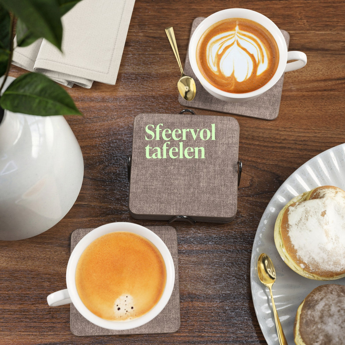 Gemêleerd bruin – Castagnola onderzetters vierkant
