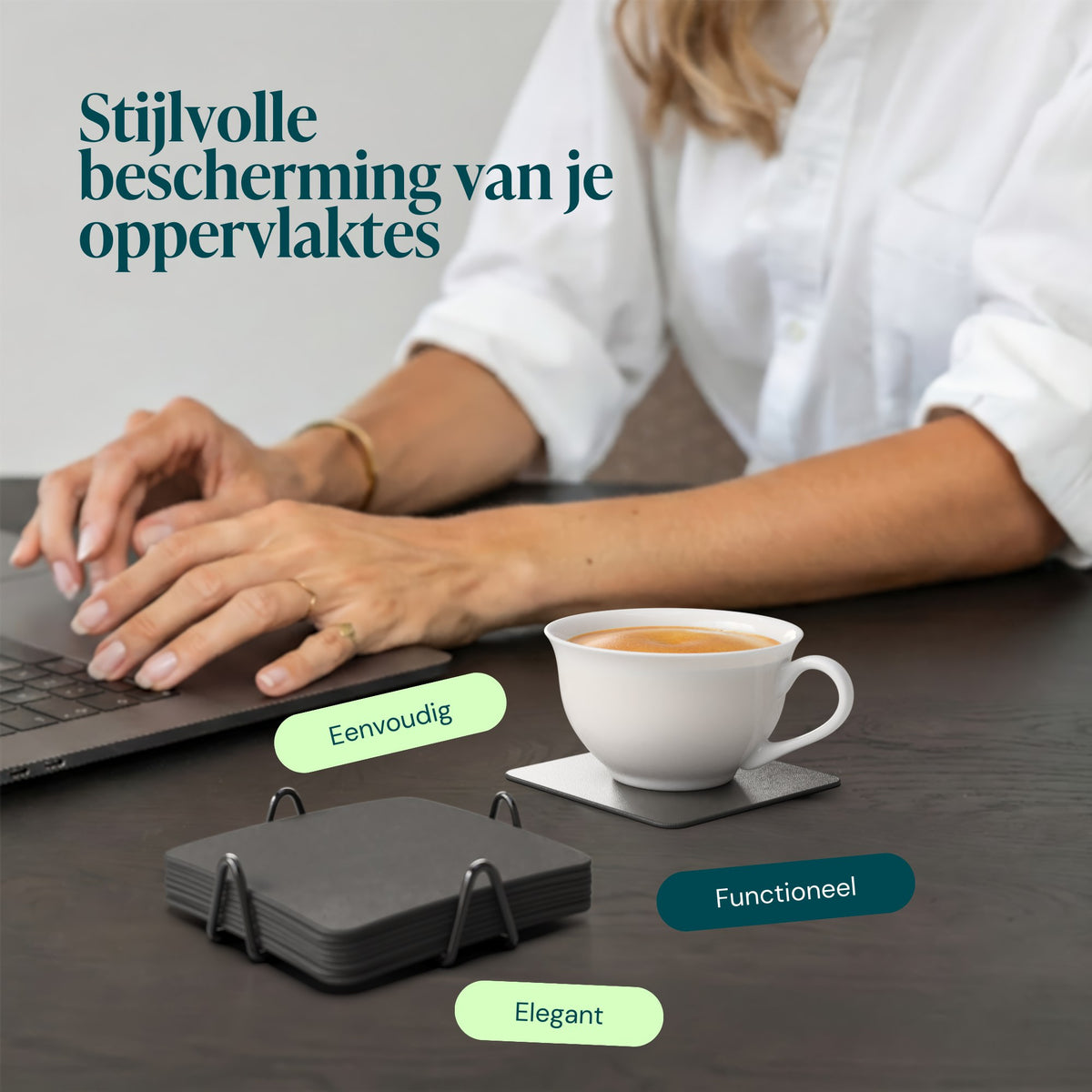 Effen grijs – Castagnola onderzetters vierkant
