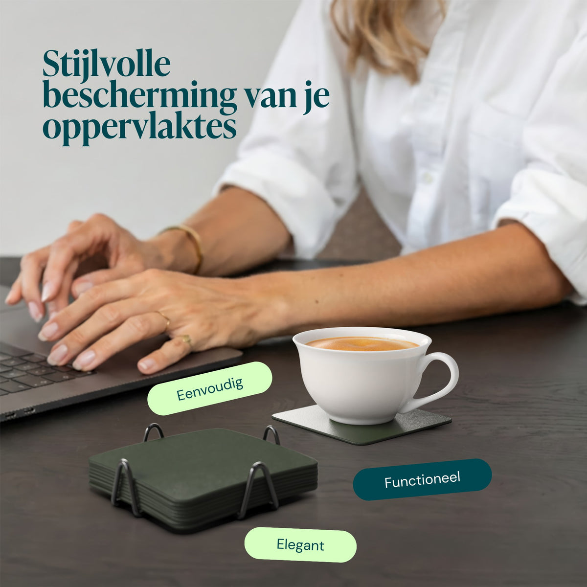 Groen – Castagnola onderzetters effen