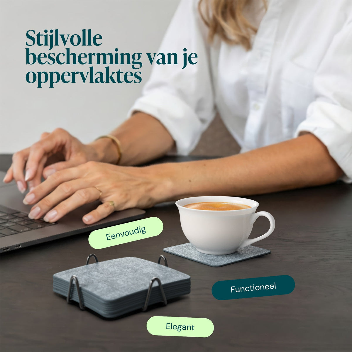 Gemêleerd lichtblauw – Castagnola onderzetters vierkant