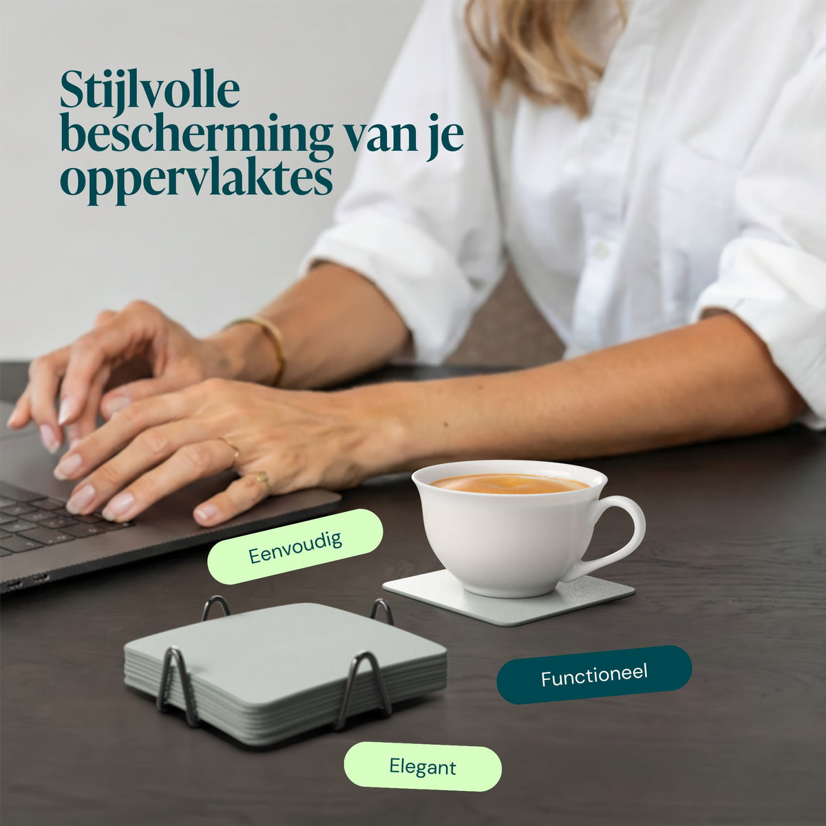 Effen lichtgroen – Castagnola onderzetters vierkant