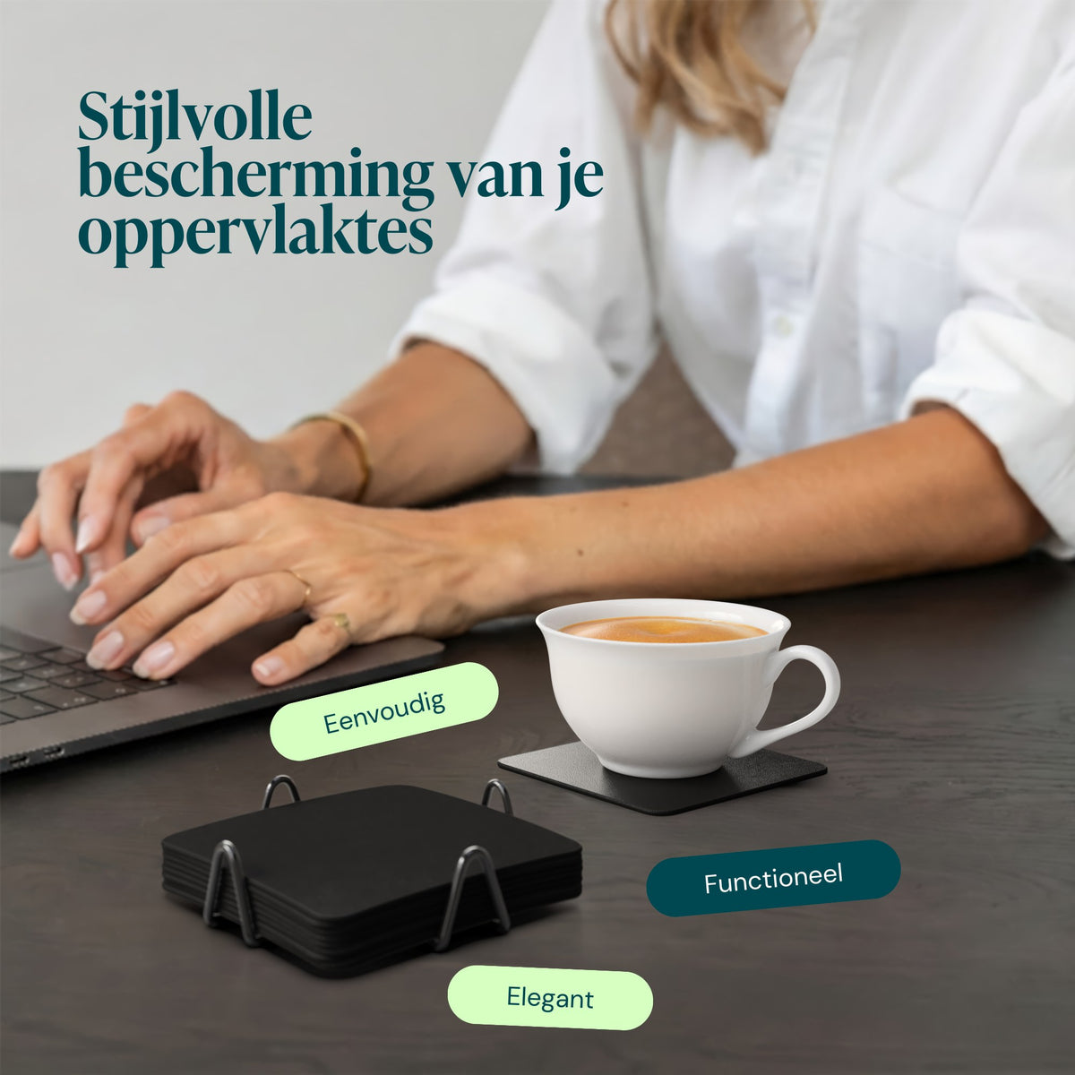 Zwart – Castagnola onderzetters effen