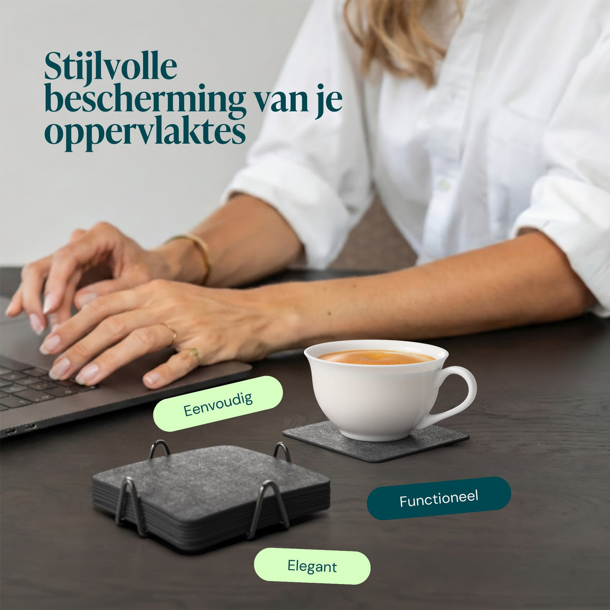 Gemêleerd zwart – Castagnola onderzetters vierkant