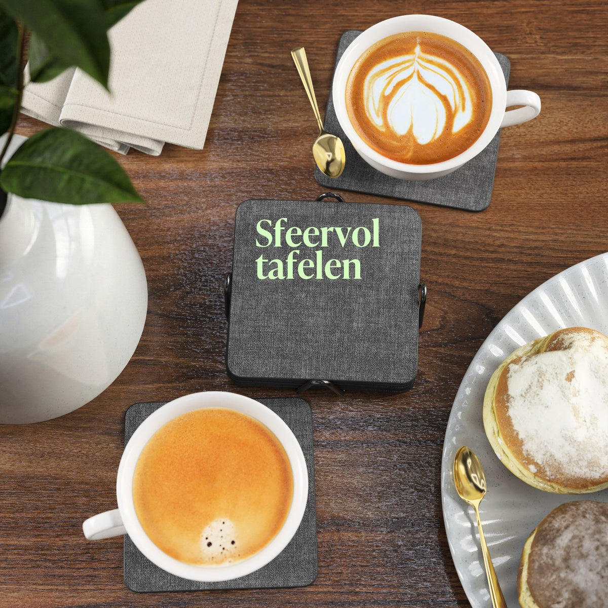 Gemêleerd zwart – Castagnola onderzetters vierkant
