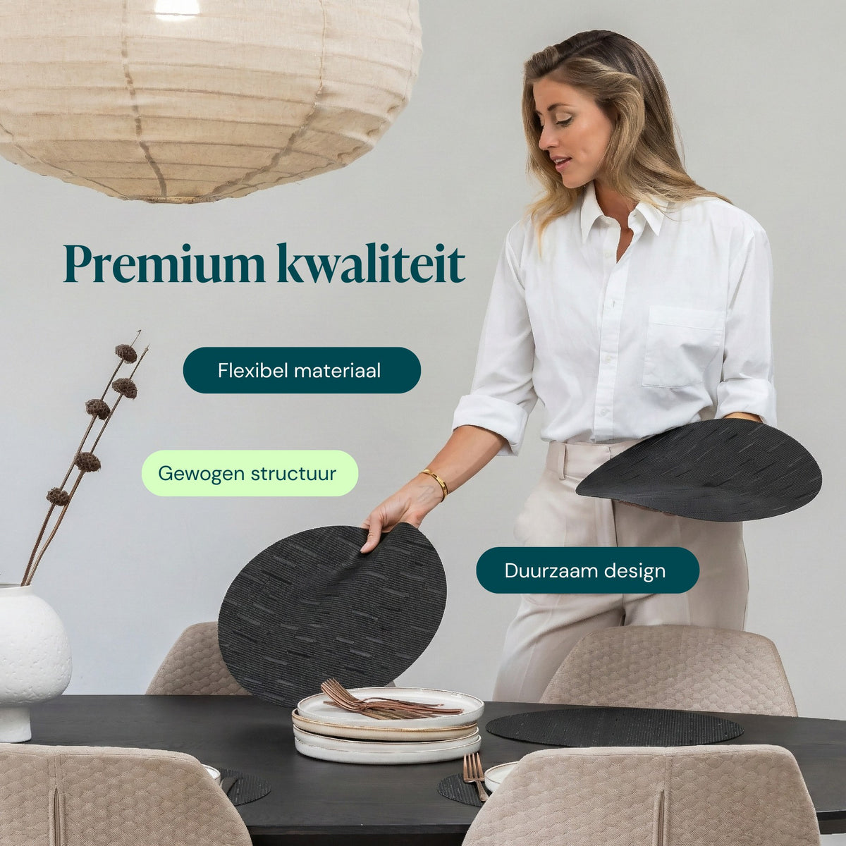 Zwart – Castagnola PVC placemats rond