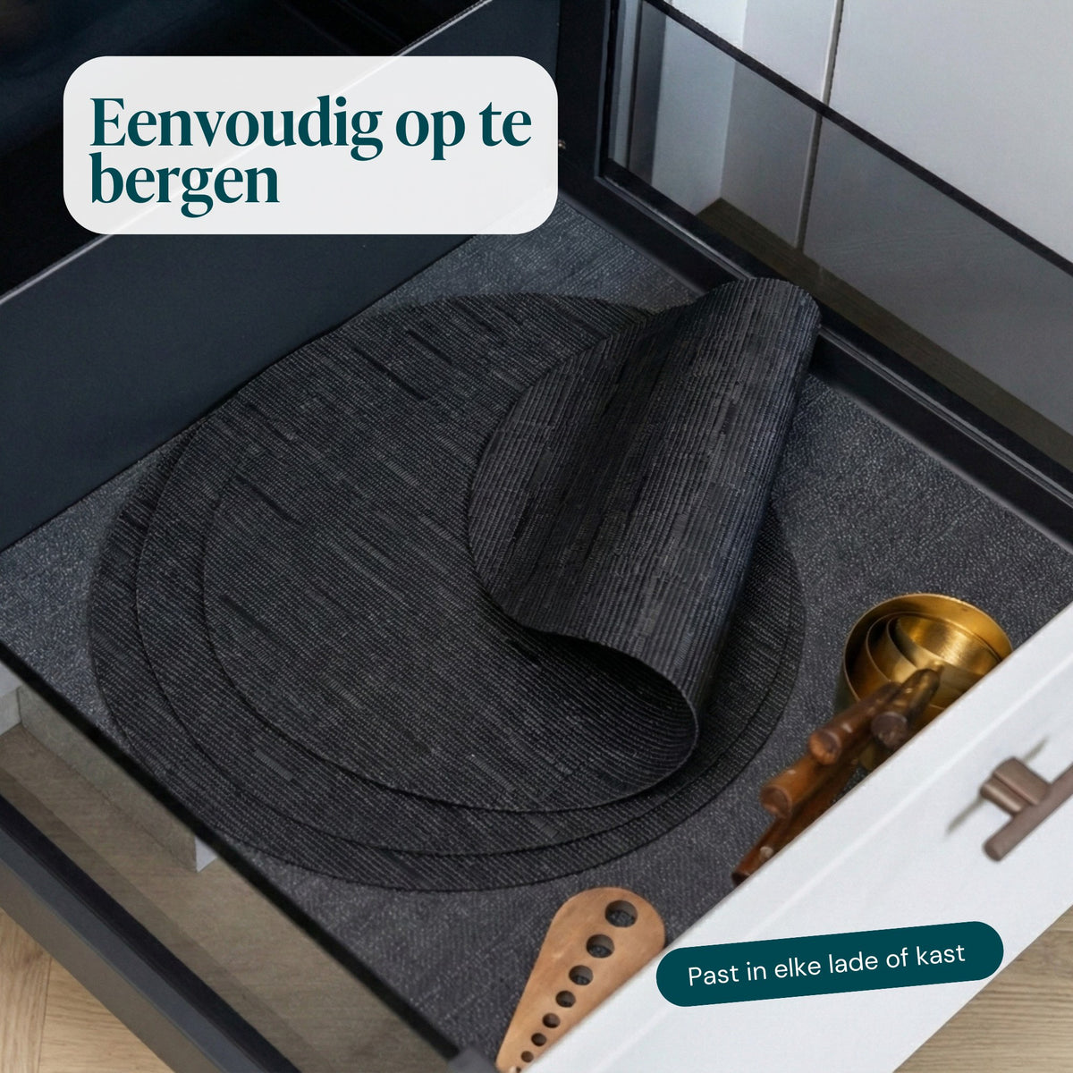 Zwart – Castagnola PVC placemats rond