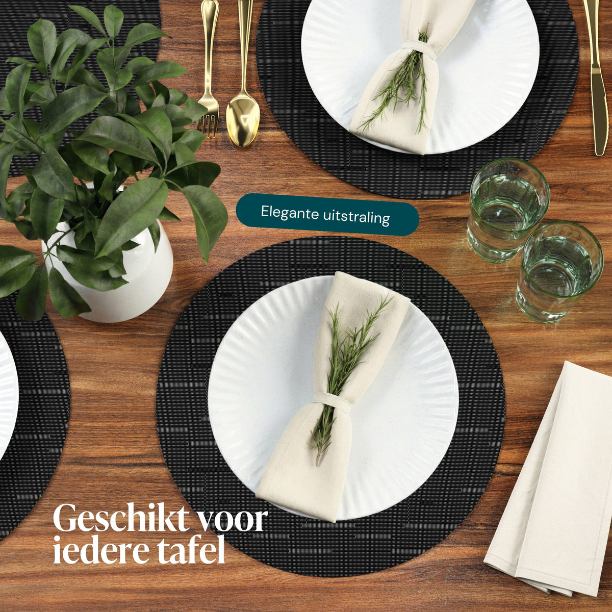 Zwart – Castagnola PVC placemats rond