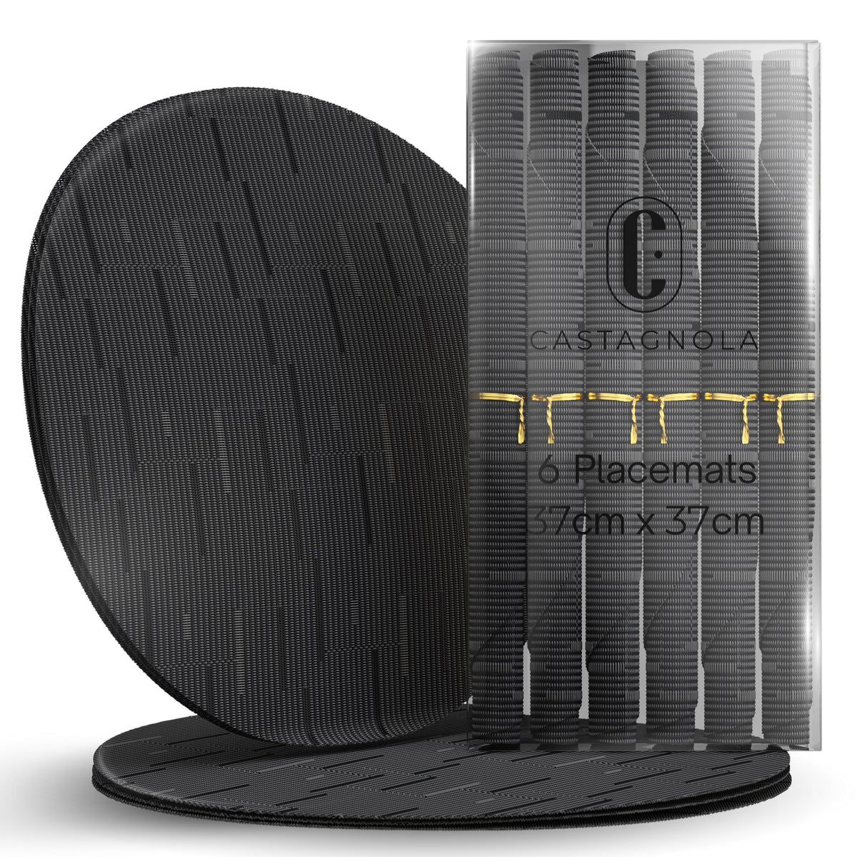 Zwart – Castagnola PVC placemats rond