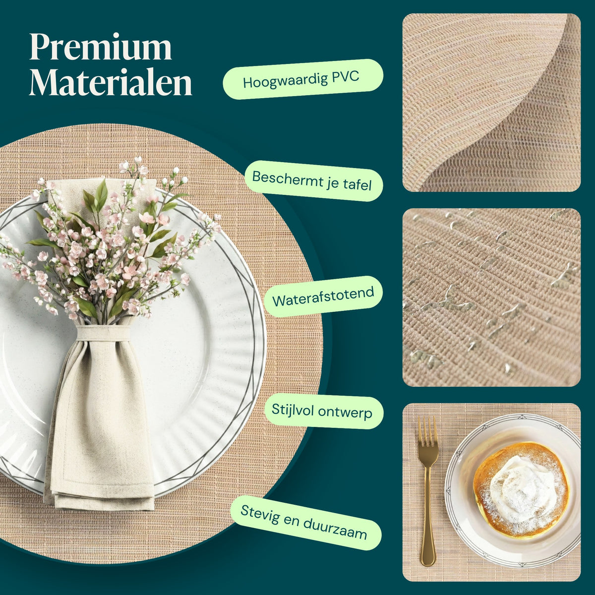 Beige – Castagnola PVC placemats rond