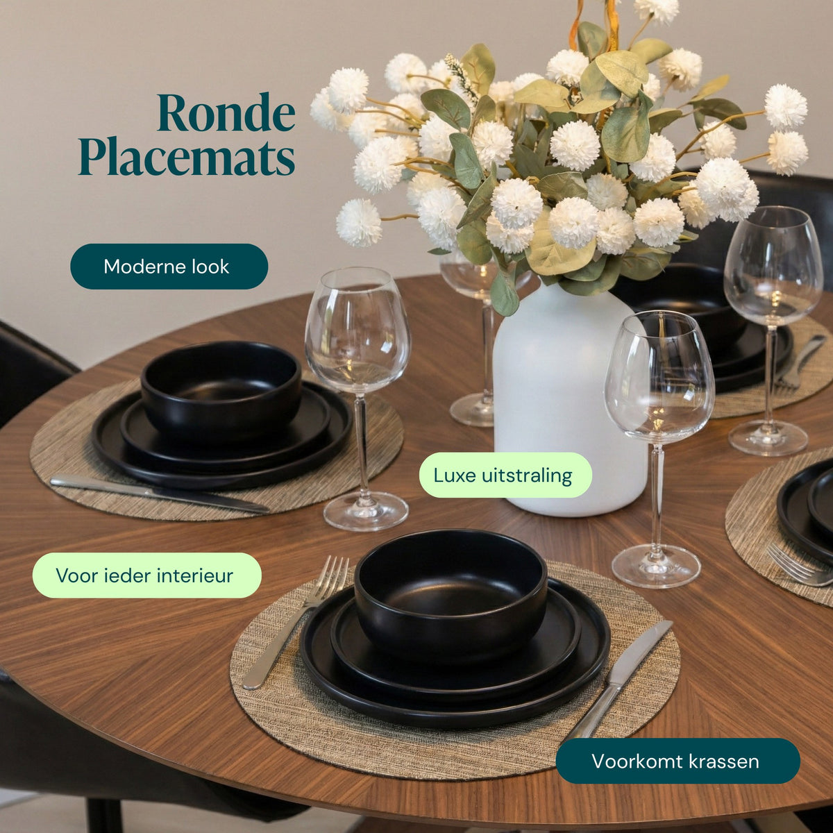 Bruin – Castagnola PVC placemats rond