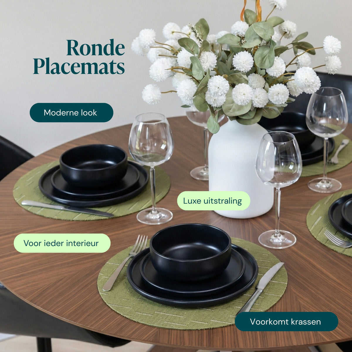 Groen – Castagnola PVC placemats rond